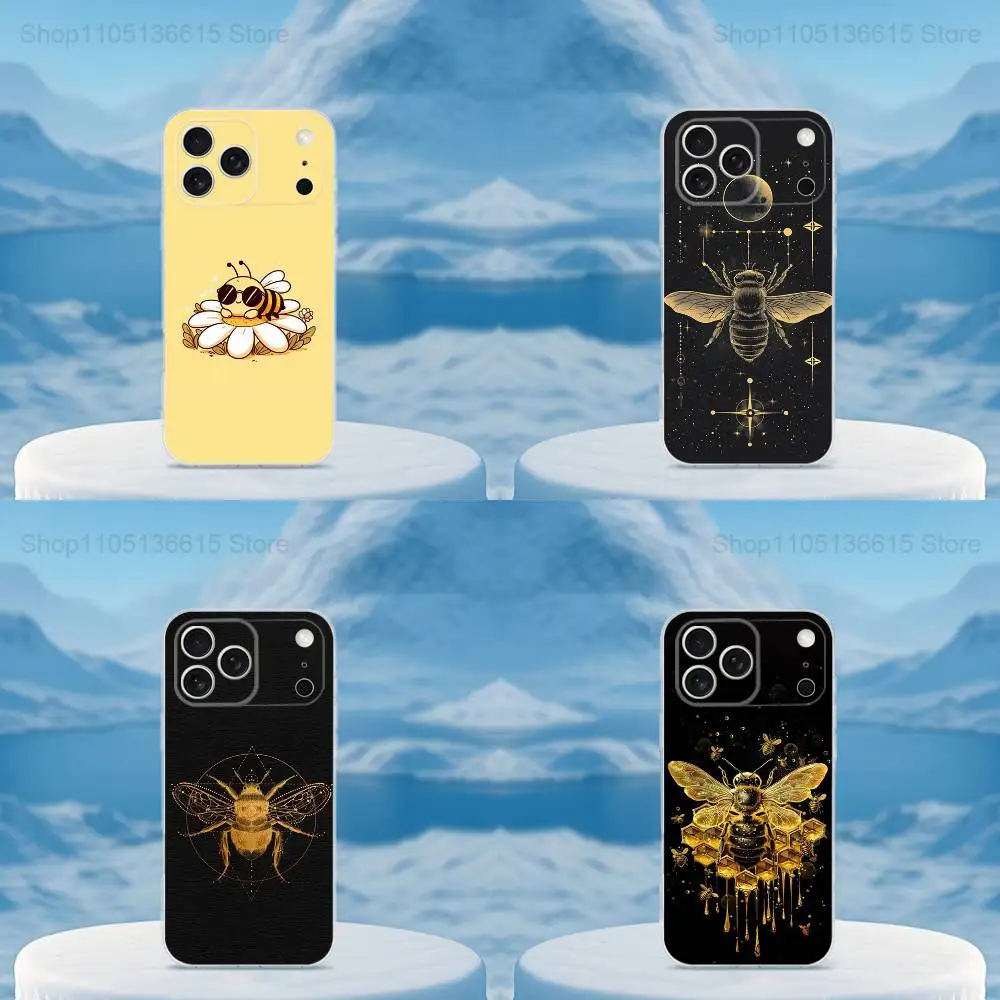 

Cute Art Yellow Bees Phone Case For iPhone 16,15,14,13,12,11,17 Pro,Max,Plus,X,XS,XR,SE,Mini Transparent Soft Cover