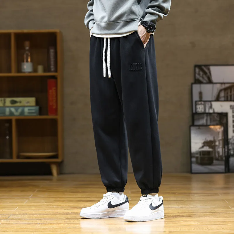 New Sports Harem Pants Men Casual Cropped Pants Letter Stamp Comfortable Fabric Solid Sweat Trousers Straight Oversize Size 8xl