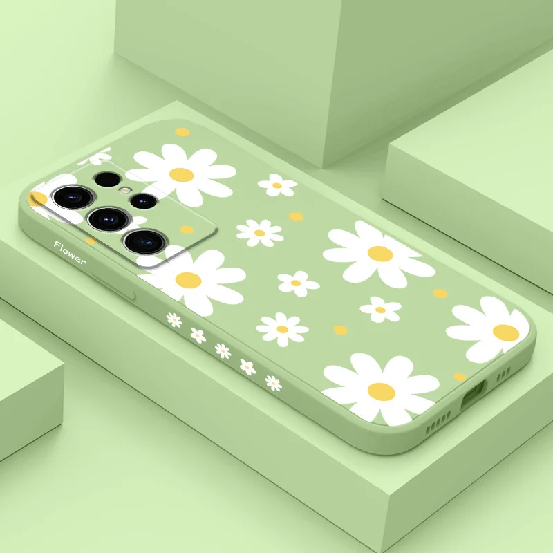 Embellish Daisies Phone Case For Samsung Galaxy S24 S23 S22 S21 S20 S10 S10E Ultra Plus FE Note 20 Ultra 10 Plus Cover