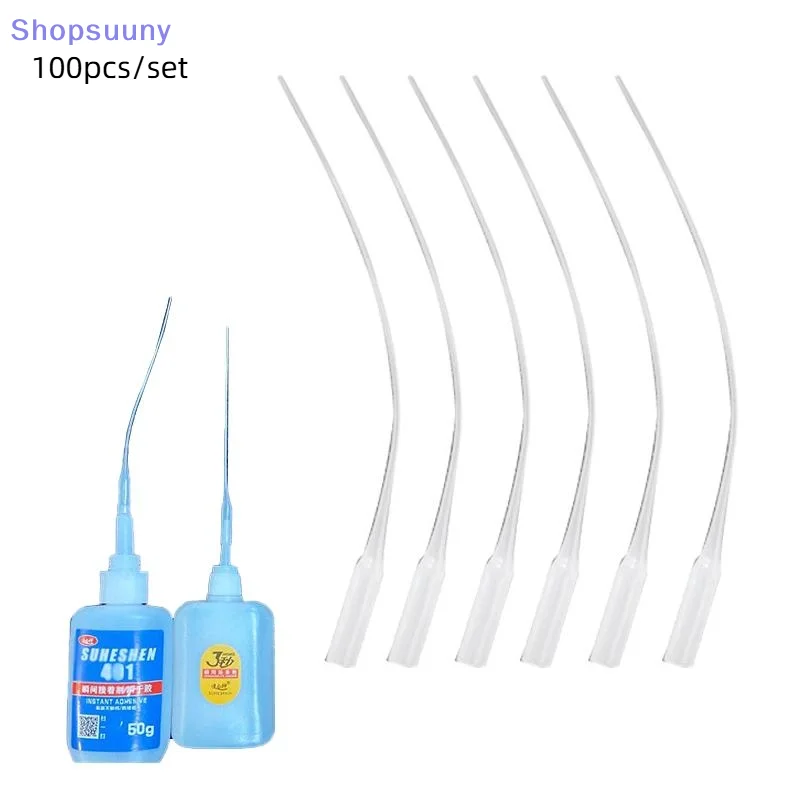 [SU]100pcs/set Glue Tips Plastic Glue Micro-Tips Glue Extender Precision CA Glue Applicator[SU]