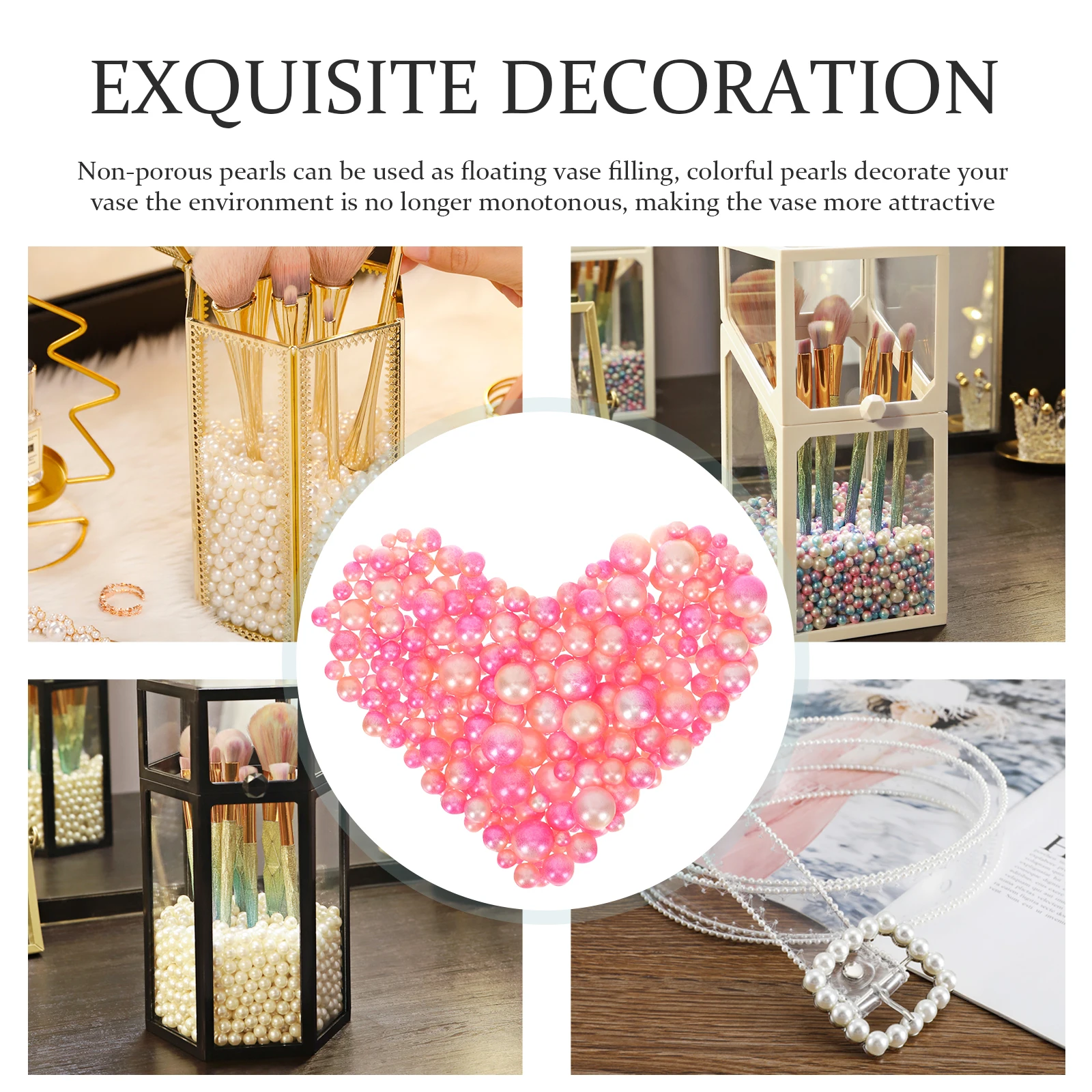 

440pcs Pearl Vase Filler Artificial Pearls No Hole Decorative Beads Wedding Home Decoration Craft Supplies Fake Pearl For Vase
