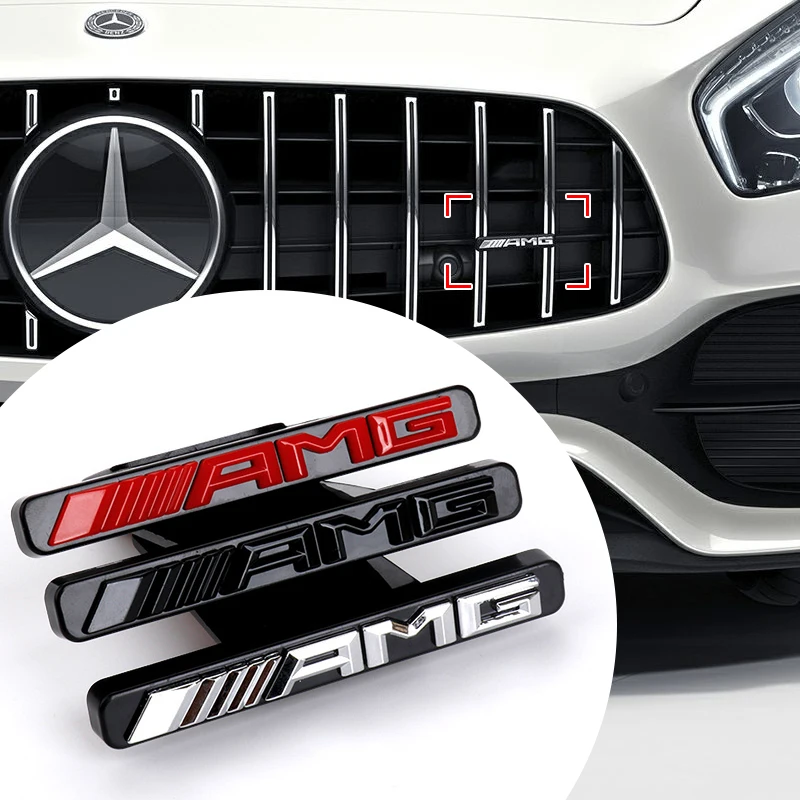 1pcs 3d AMG Logo Emblem Car Front Grille Badge Car Styling For Mercedes Benz W124 W168 W169 W176