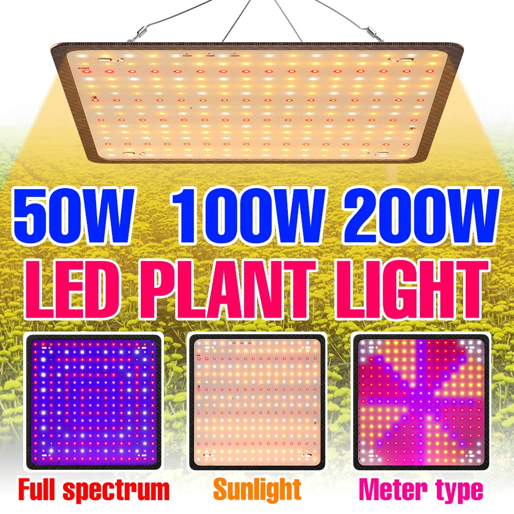 

200W LED Full Spectrum Grow Light 220V Quantum Board Plant Fill Lamp Greenhouse Tent Vegs Flower Cultivation Lighting US/EU Plug