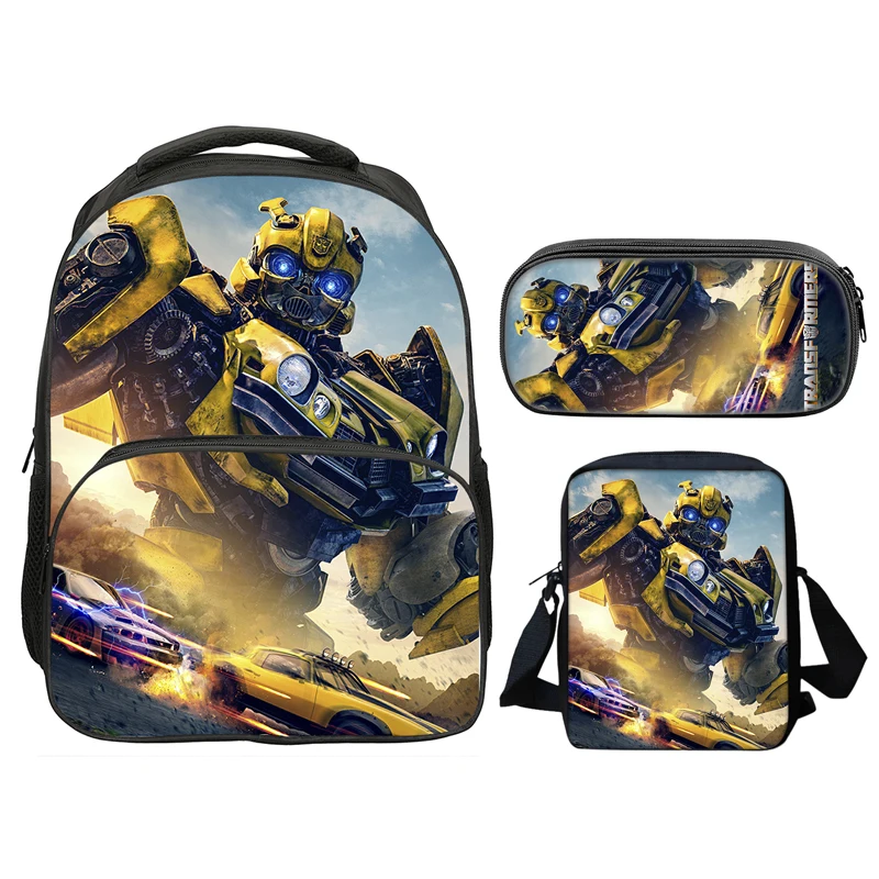 T-Transformers Popular Movies Child School Backpack 3pcs Set Shoulder Bags Pencil Case Book Bags for Boys Girls Best Gift