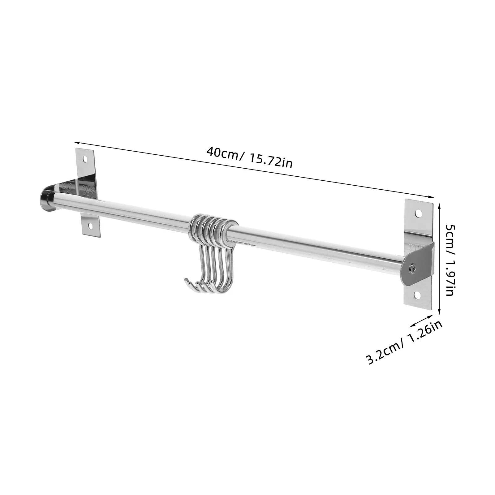 Sturdy 40 Cm Silver Kitchen Hooks Material Punching Free Wall Hanging Rack Bath Towels Coats Umbrellas Storage Solution