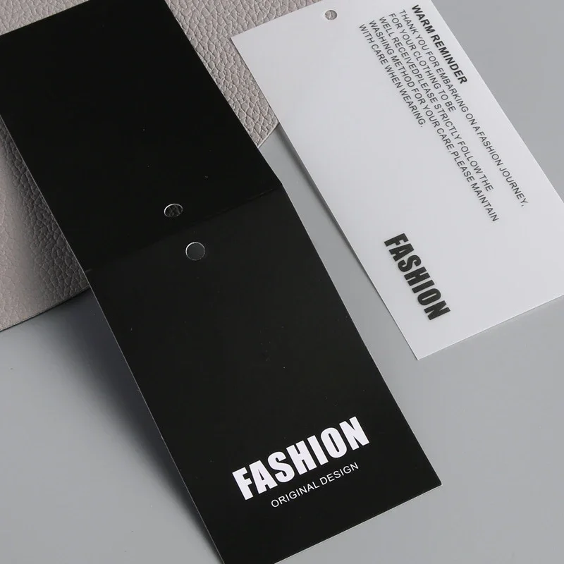 100pcs High Level Clothing Hangtags Folding Price Size Labels Hanging Tag Custom Clothes Certificate of Conformity Hanging Cards