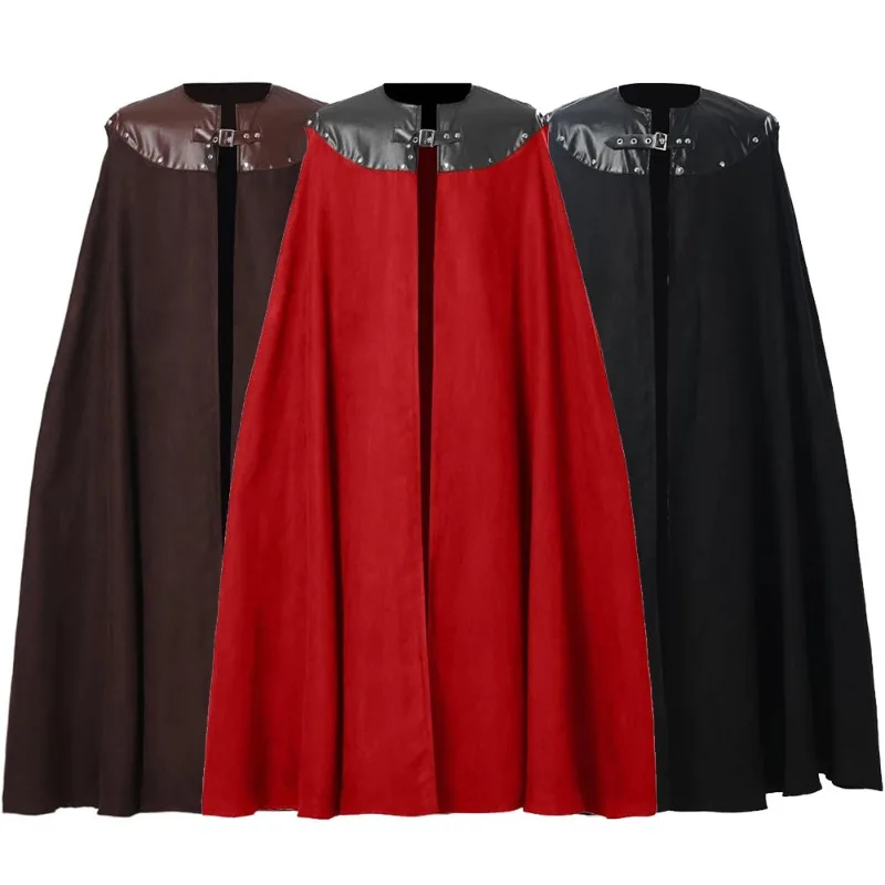 

New Men Medieval Knight Prince Retro Cloak Renaissance Halloween Warrior Cosplay Long Robes Adult Halloween Party Larp Costume