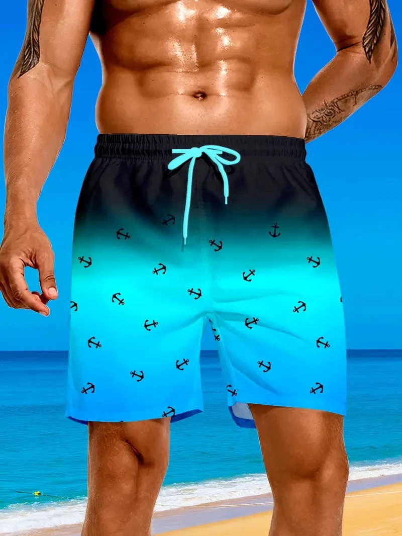 Men's Swimwear Board Shorts Anchor Tree 3d Beach Short Kids Casual Stripe Mens Shorts Trunks Male Swimsuit Sports Gym Pant Brief