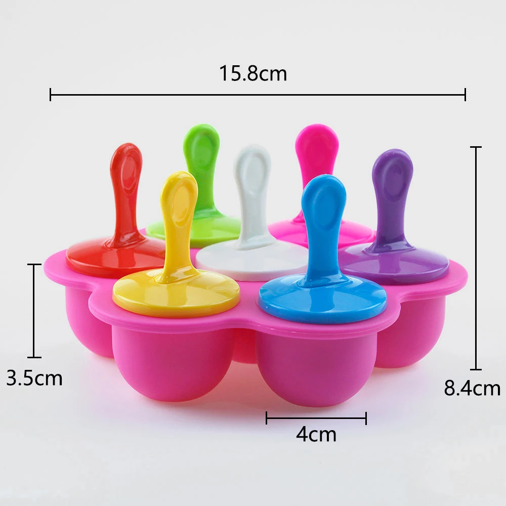 1piece 10 Hole Colorful Popsicle Silicone Mold Food Grade Silicone Ice Ball Mold Baby Fruit Shake Ice Cream Making Tools Ice