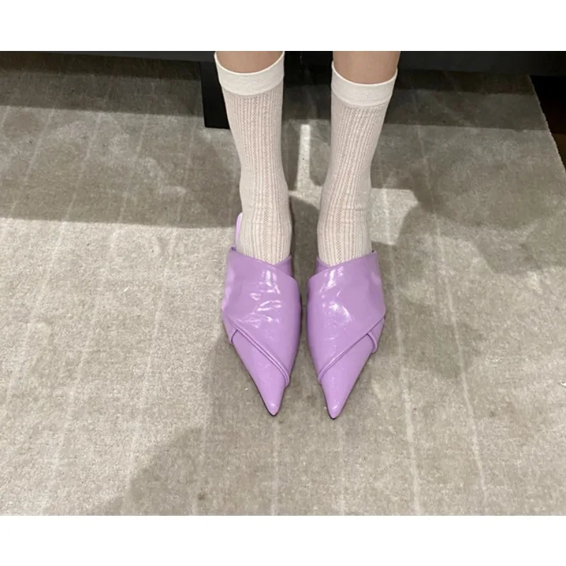 Mules Slippers New Fashion Luxury Shoes Women Sandals Pointed Toe Female Casual Outside Shallow Ladies 2024 Gladiator Flats