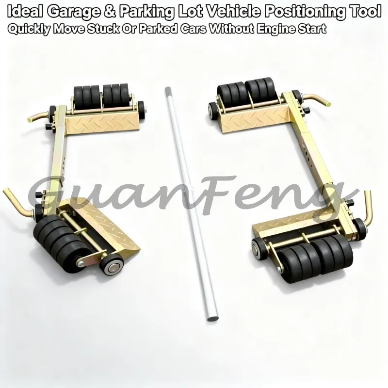 3 Ton Four-Wheel Manual Lever Car Moving Trolley, Convenient Vehicle Positioning Tool for Auto Workshop