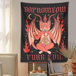 Cat Baphomeow Tapestry Wall Hanging Boho Witchcraft moon strar Bohemian Style Decoration Home Hippie Mattress Dorm Room Decor