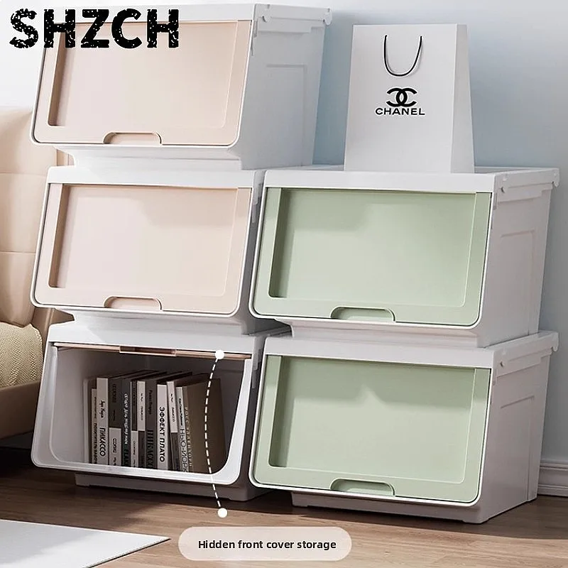 Extra Large Flip Top Storage Box Moistureproof Clothes Organizer Modular Plastic Container for Home