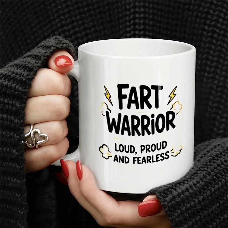 11Oz Double-Sided Printed Ceramic Mug, Fart Warrior Funny Casual Pri, Ceramic Coffee Mug for Daily Use, Great for Coffee, Tea, And Hot Drinks. Ideal for Home, Office, Kitchen, And Cafe. Perfect Gift for Father'S Day