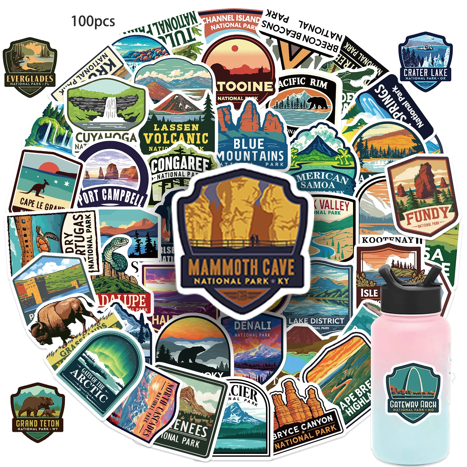 50/100pcs อุทยานแห่งชาติสติกเกอร์ Doodle สติกเกอร์กันน้ํารถแล็ปท็อปกระเป๋าเดินทางสําหรับผู้ที่ชื่นชอบกลางแจ้ง & คนรักการผจญภัย