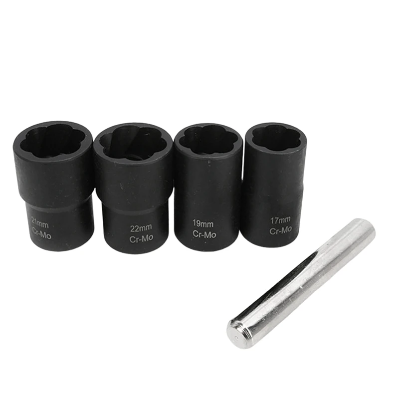 17-22Mm Car Tire Broken Screw Extractor Disassembly Thread Tool Set Kit 5 Pcs Of Repair Wrench Socket Kit