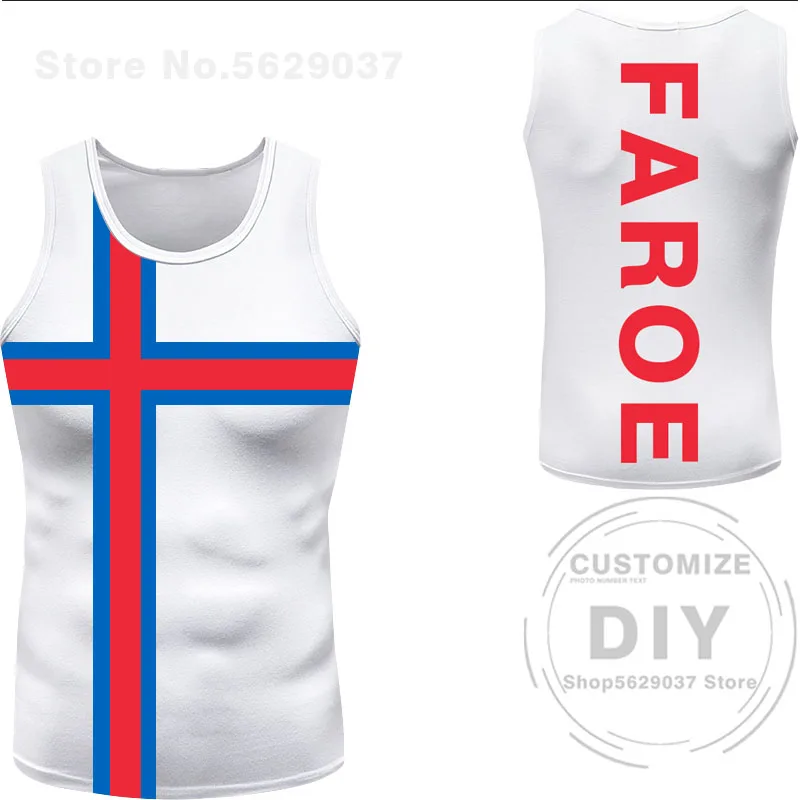 Faroe Islands Faro Vest Logo Free Custom Name Fro Tank Top Nation Flag Danish Country Print Fr Text Word Photo Sleeveless Tshirt