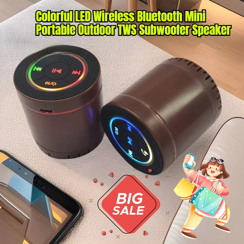 

Colorful LED Wireless Bluetooth Mini Portable Outdoor TWS Subwoofer Speaker