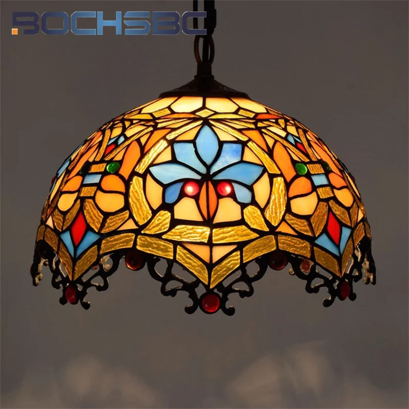 BOCHSBC Tiffany stained glass chandelier retro style art deco living room dining room study bedroom love dragon tail chandelier