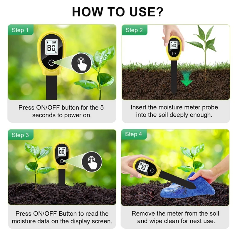 SGS10 Soil Moisture Meter, Household Soil Moisture Meter Potted Gardening Humidity Detector, Digital Display Soil Tester