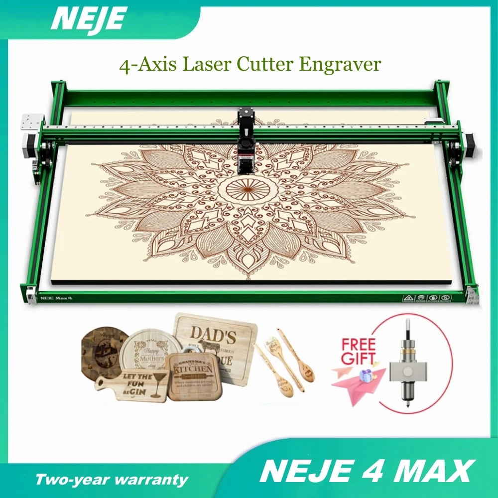 NEJE 4 Max N40630/A40640/E40/E80 CNC Laser Engraver 4-Axis Laser Cutter Router Bluetooth 3D Printer Metal Mark Tools Lightburn