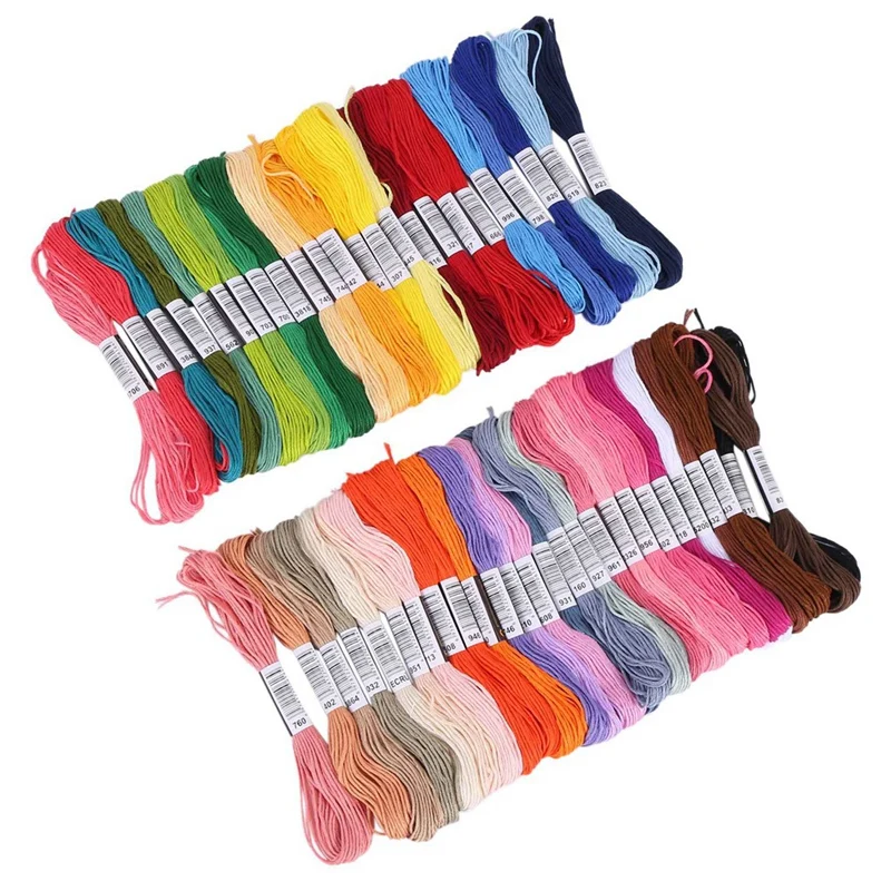 100 Skeins Embroidery Floss Cross Stitch Thread Bracelet String With Needles For Friendship Bracelet