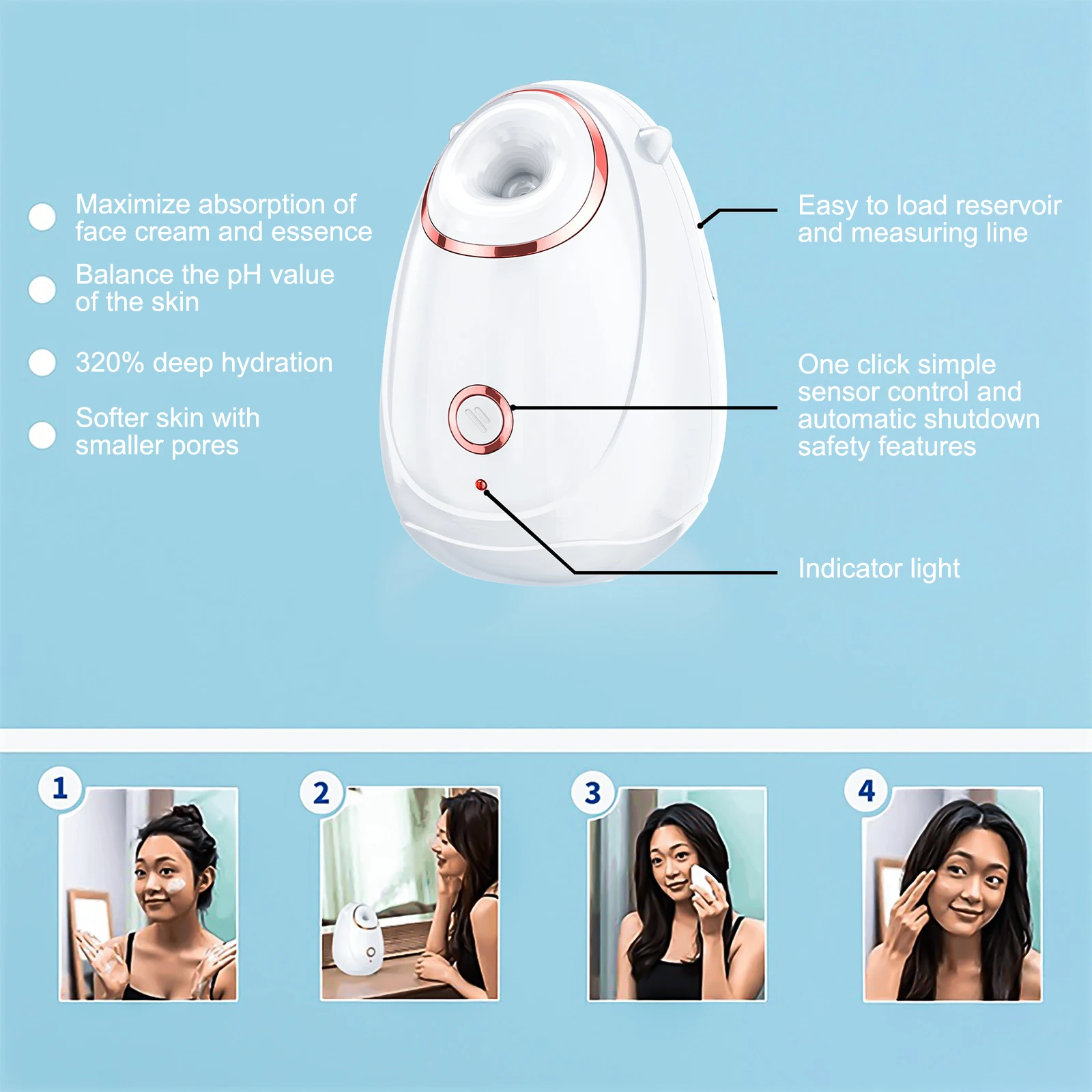 Home Nano Heat Spray Facial Device Facial Spray Moisturizing Device Portable Hydrating Facial Steamer Beauty Instrument 180ML