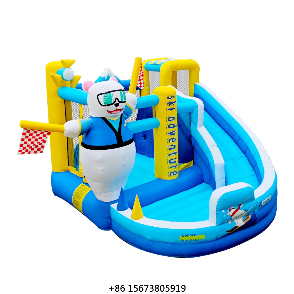 Polar Bear Themed Inflatable  Castle Slide for Kids for Backyard Splash Play Summer Birthday Parties Outdoor Water Park