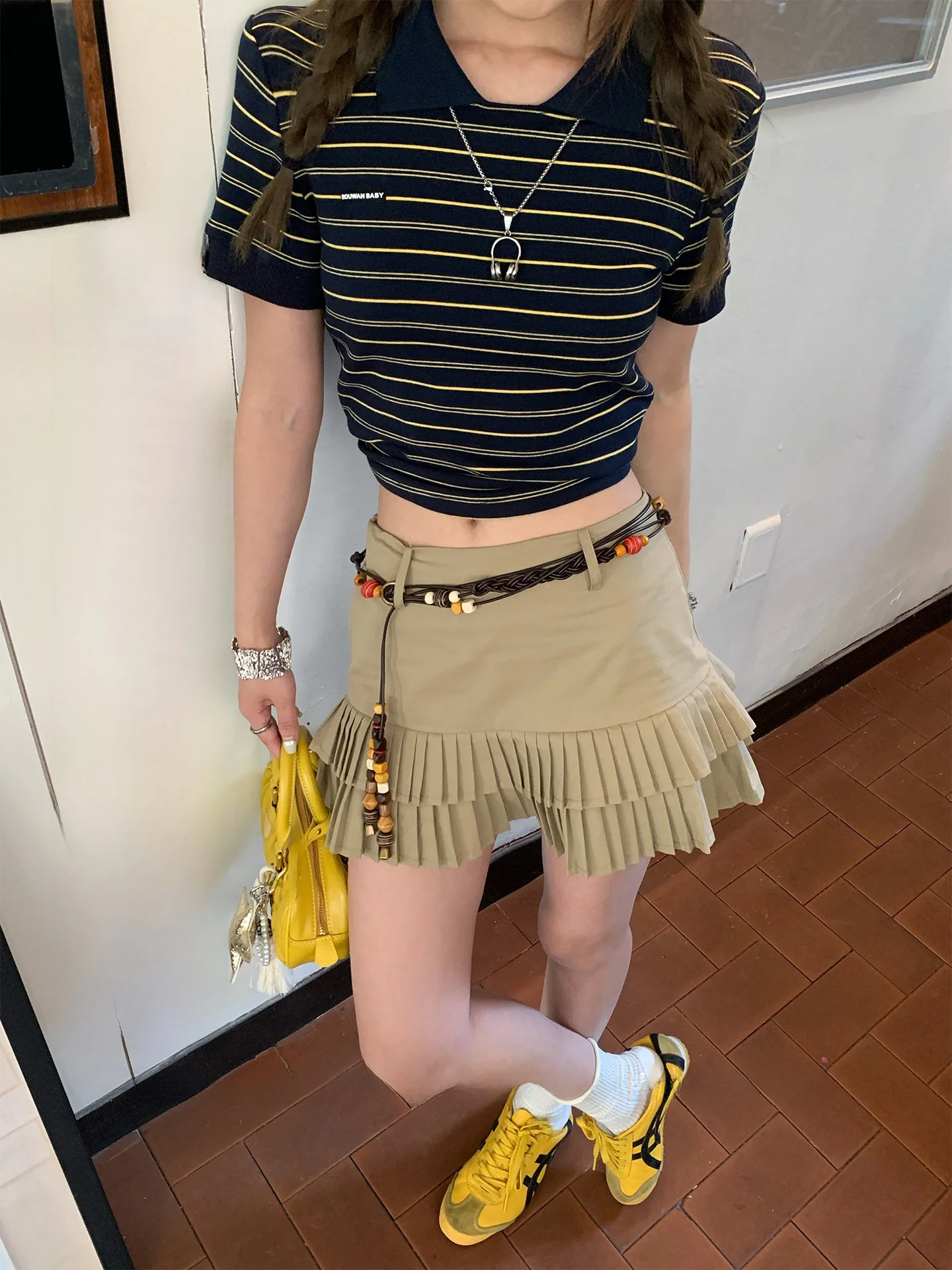 

Плиссированная юбка Miu A-Line для женщин, летняя, с высокой талией, модный дизайн, короткая плиссированная юбка, повседневная, из полиэстера...