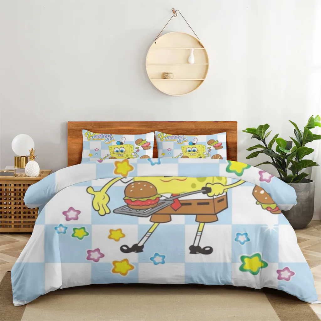 

SpongeBob Bed Sheets Set Comforter Quilt Cover Duvets Double Bedding