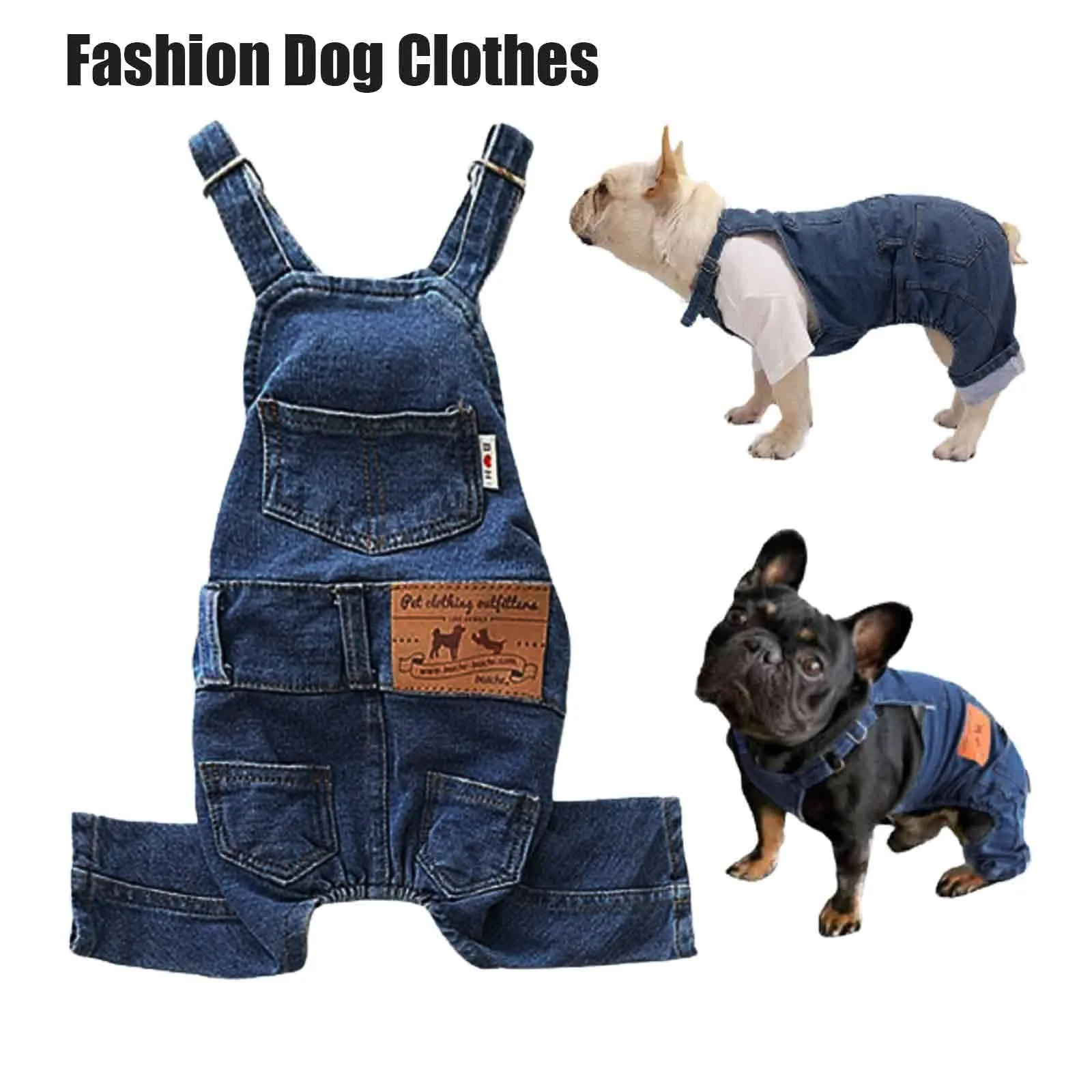 Dog Shirts Clothes Denim Overalls Puppy Jean Jacket Sling Jumpsuit Costumes Fashion Blue Pants For Small Medium Dogs Cats Boy