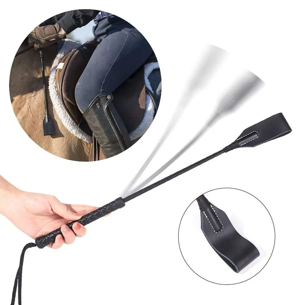 1Pcs New Portable Horse Whip With Handle PU Leather Equestrian Training Pointer Racing Riding Crop Stage Performance Props