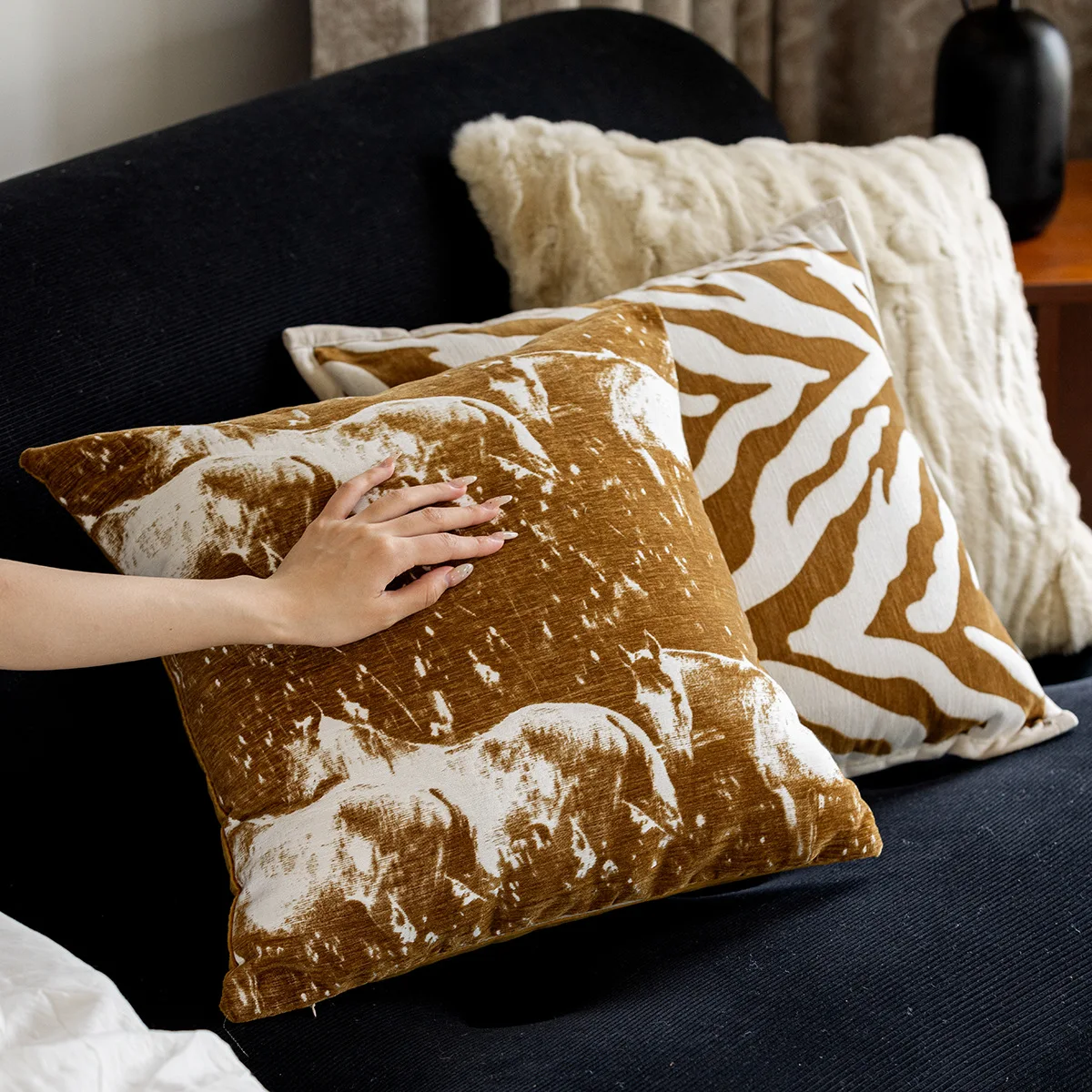 

45x45cm Throw Cushion Cover Light Luxury Sofa Pillow Cover Modern Simple Living Room Textured Backrest Pillow Case Home Decor