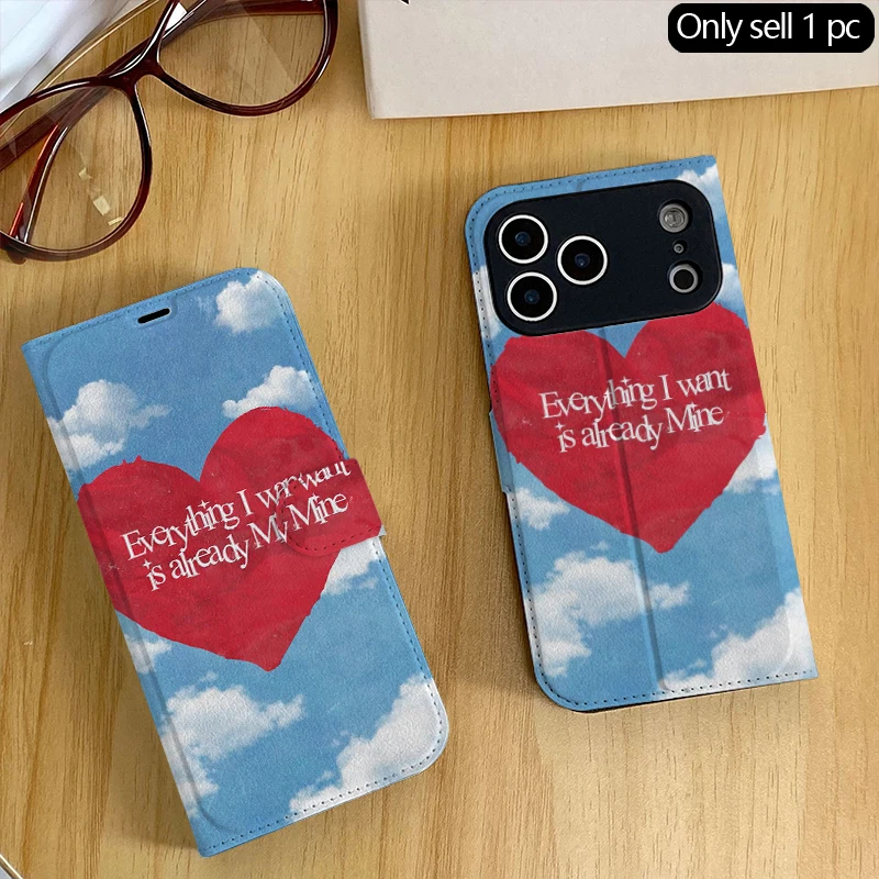 Cloud Red Heart Pattern 2D Fli - Phone Cases With Stand 评论和价格