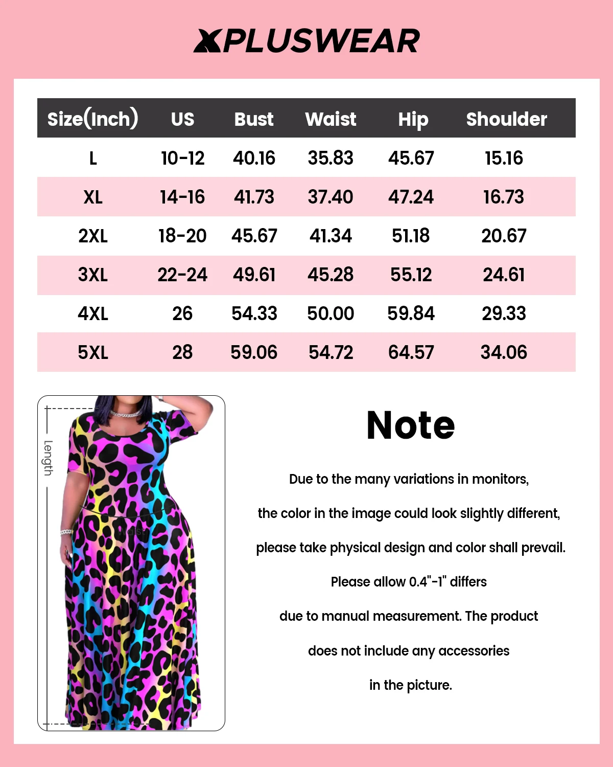 플러스 사이즈 여성 캐주얼 퍼플 레오파드 프린트 라운드 넥 반팔 맥시 드레스