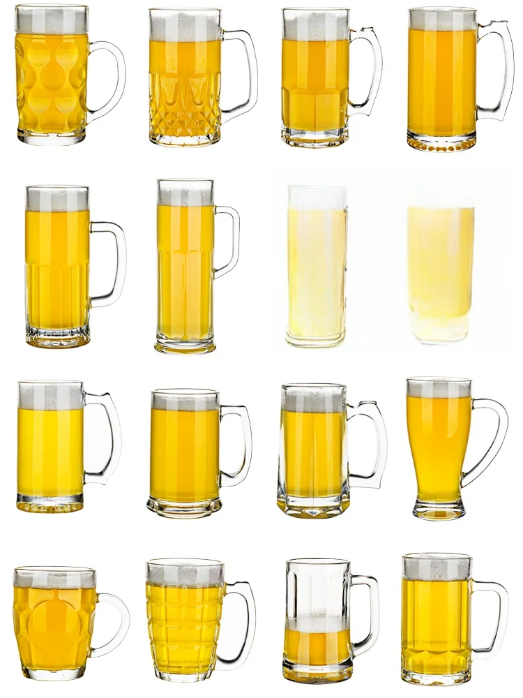 Jarra de Cerveza de Vidrio de Gran Capacidad, 500 ml, Diseño Heroico para Uso Doméstico y Comercial, Forma Redonda, Estilo Eu...