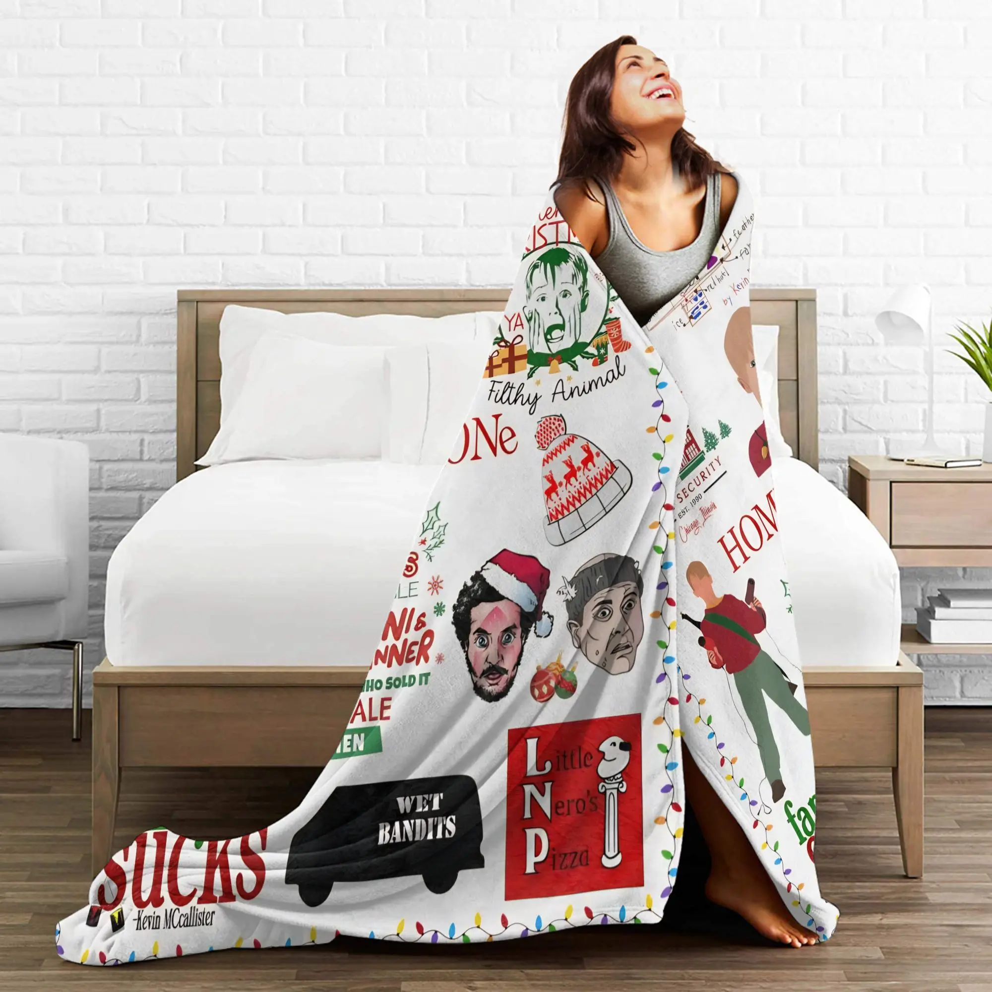 المنزل وحده كيفن كوميديا بطانية صوف عيد الميلاد عيد ميلاد سعيد مضحك رمي بطانية للمنزل 125*100 سنتيمتر سوبر لينة
