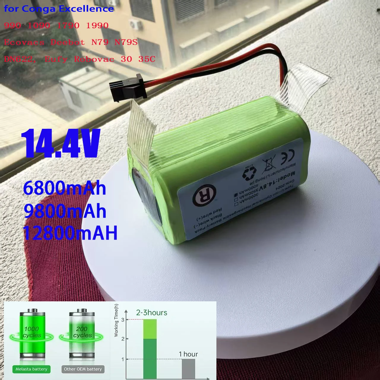 

★★★★★ 14.4V 12800mAh Li-ion Battery for Conga 990 1090 Tesvor X500 Ecovacs Deebot N79N79S DN622 Eufy RoboVac 11 11s RoboVac 30
