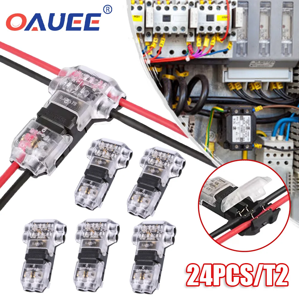 

24pcs Wire Connector 2pin Pluggable Quick Splice Electrical Cable Crimp Terminals for Wires Wiring 8-22AWG LED Car Connectors