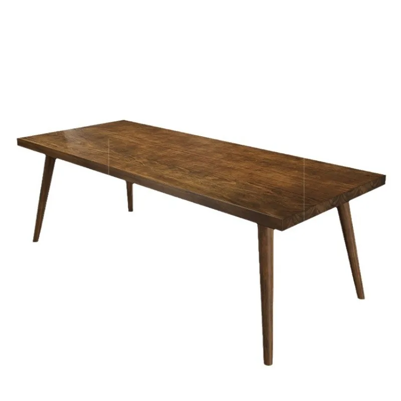 

Nordic all-solid wood dining table rectangular small apartment household log restaurant simple and modern