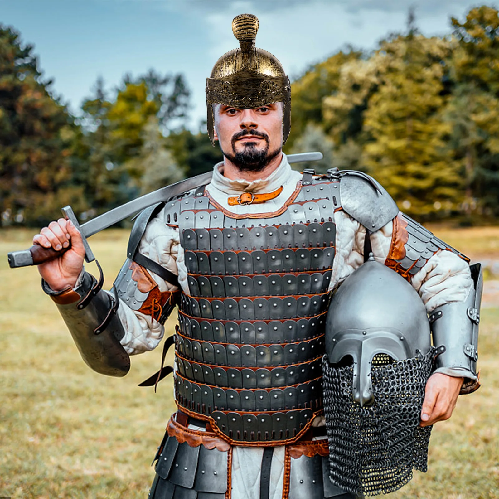 

Ancient Roman Ares Headwear Prop Knight Hat Historical Theme Party Costume Soldier Performance Lightweight