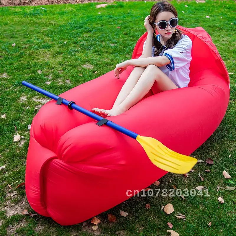 Inflatable sofa bed, portable folding sofa, outdoor camping garden sofa, sun protection and sun shading lying bed