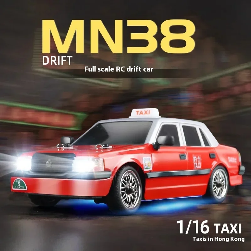 Mn38 Full Scale 1/16 Rc Drift Remote Control Taxi Drift Car Parent Child Interactive Children's Toy Remote Control Car