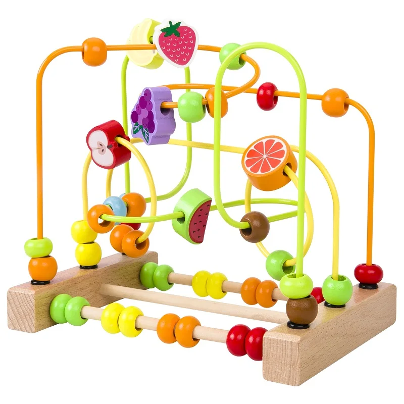 Montessori Baby Toys Wooden Roller Coaster Bead Maze Abacus Puzzle Educational Puzzle Math Game for Toddler Early Learning