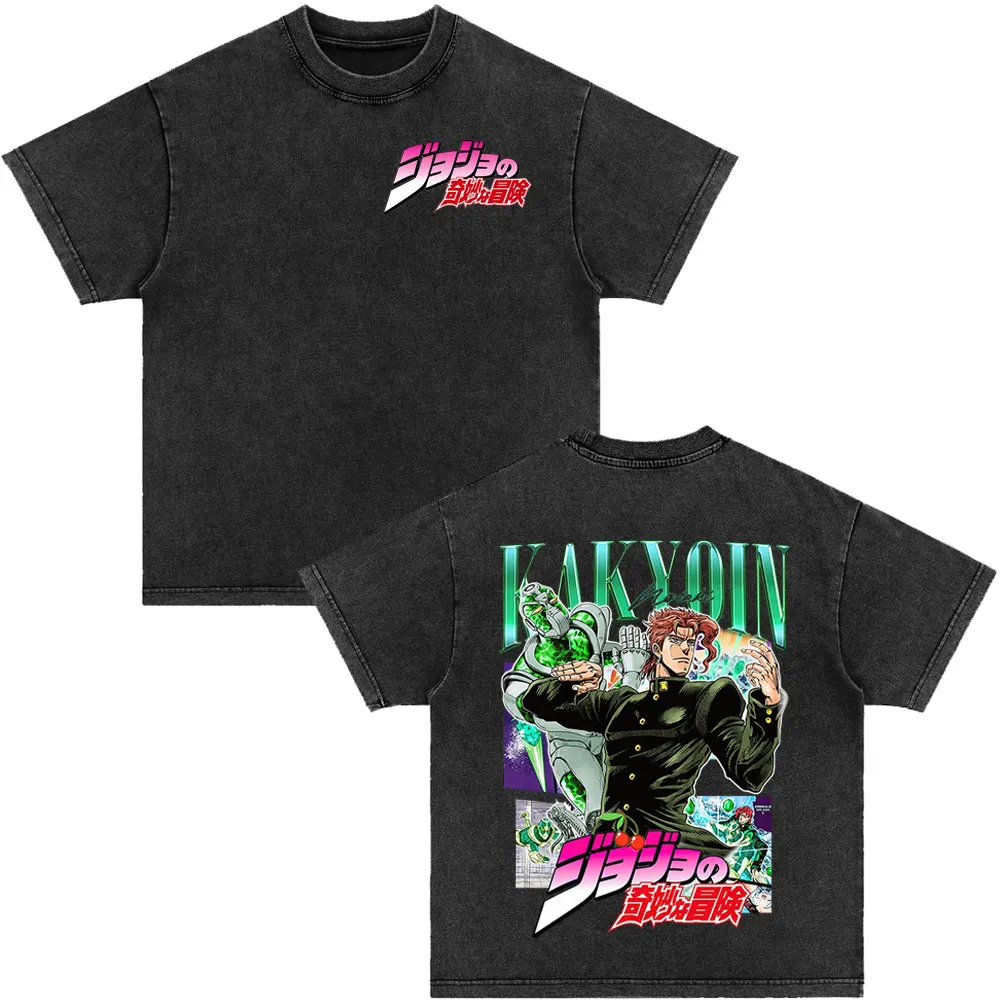 

Винтажные потертые футболки японского аниме Jojo Bizarre Adventure, футболка с рисунком королевы убийц, женская футболка большого размера для косплея