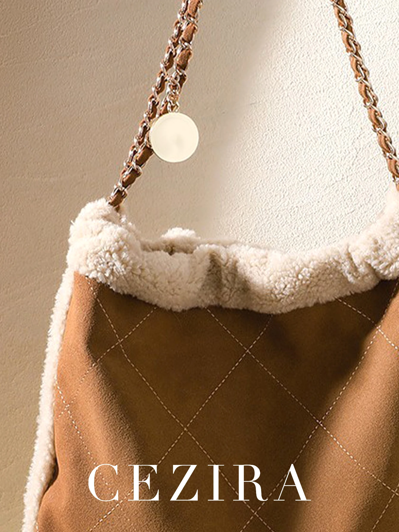 الشتاء المرأة أزياء كبيرة حقيبة كتف عادية فو أفخم مبطن Argyle الموضوع سلسلة حزام حقيبة يد التنقل السفر #6