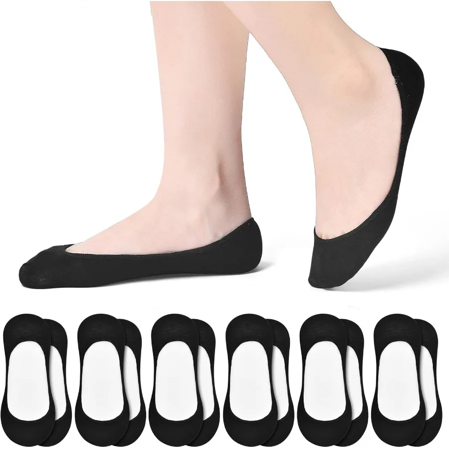 RYI 6 أزواج من الجوارب القطنية فائقة الظهور للنساء جوارب لوفر غير قابلة للانزلاق مثالية للشقق مثالية للارتداء اليومي مريحة وB