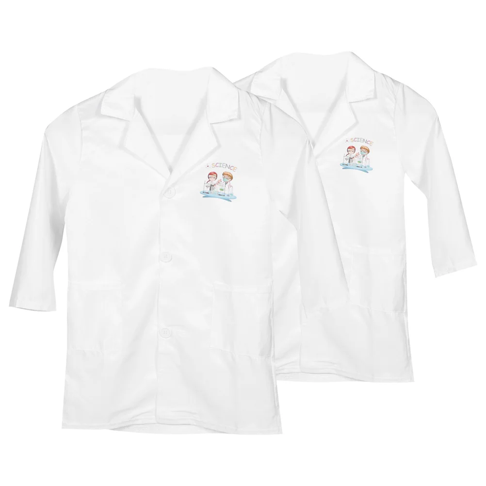 2 قطعة معطف مختبر العلوم مخصص الأبيض عالم زي للمشروعات المدرسية معطف المختبر لعب الأدوار زي ل #5