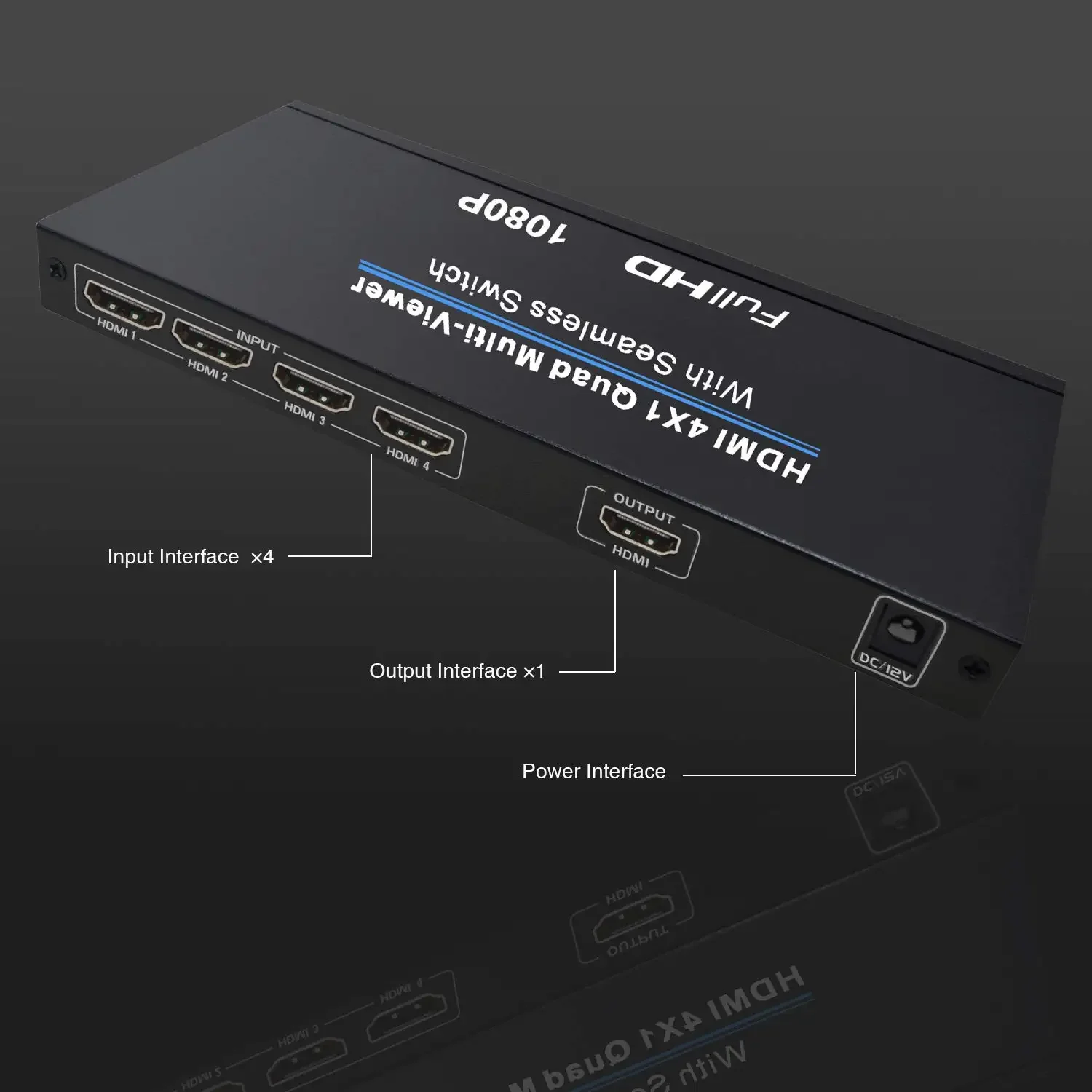 Full HD 1080P 4x1 Quad HDMI Multi-viewer 4 Input 1 Output With Seamless Switch