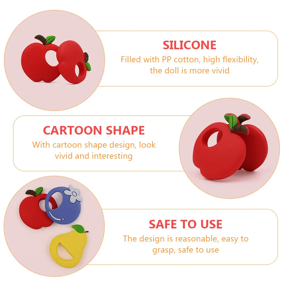 2 pezzi infantile molare a forma di mela massaggiagengive morbido silicone bambino da masticare succhietto educativo aiuto da masticare forma massaggiagengive